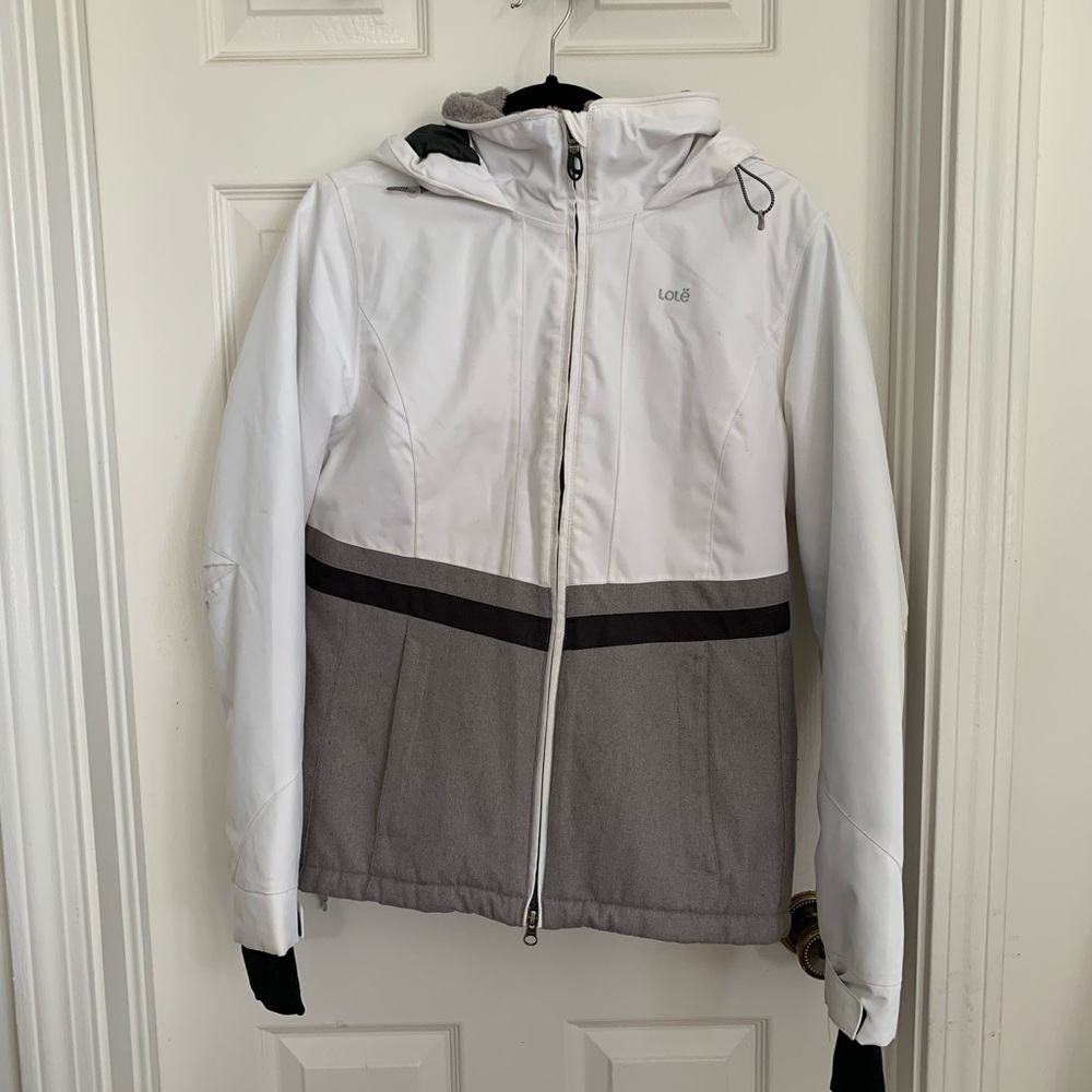 Lole white and grey winter snow jacket size M